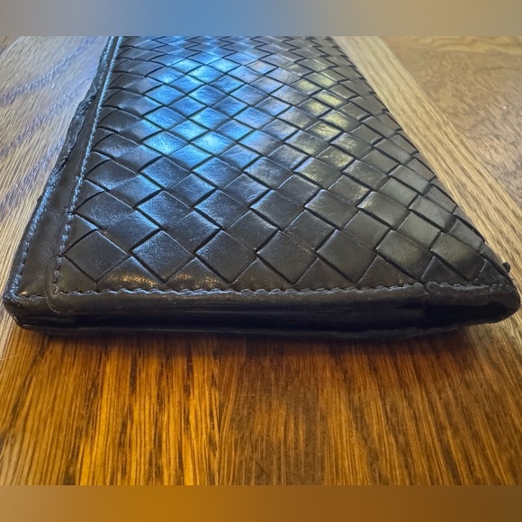 Bottega Veneta Intrecciato Woven Leather Wallet Black Fold Long EUC AUTHENTIC - Picture 4 of 15